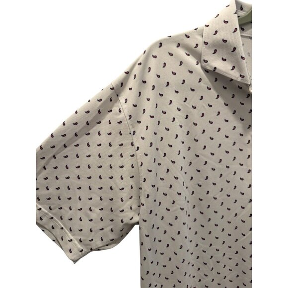Oliver Ridley White & Purple Paisley Print Polo Shirt L Lightweight Short Sleeve - Picture 3 of 5